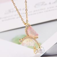 Sweet Butterfly Copper Zircon Pendant Necklace In Bulk sku image 12