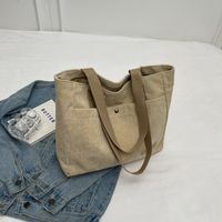 Women's Autumn&winter Canvas Solid Color Basic Sewing Thread Square Zipper Shoulder Bag Messenger Bag sku image 1