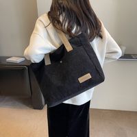 Women's Autumn&winter Canvas Solid Color Basic Sewing Thread Square Zipper Shoulder Bag Messenger Bag sku image 4