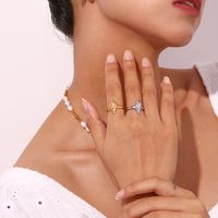 Basic Simple Style Classic Style Conch Stainless Steel Plating 18k Gold Plated Open Rings main image 2