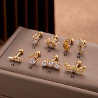 1 Piece Ear Cartilage Rings & Studs Sweet Simple Style Eye Flower Butterfly 316 Stainless Steel  Copper Plating Inlay Zircon main image 5