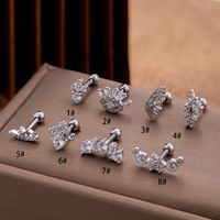 1 Piece Ear Cartilage Rings & Studs Sweet Simple Style Eye Flower Butterfly 316 Stainless Steel  Copper Plating Inlay Zircon main image 4