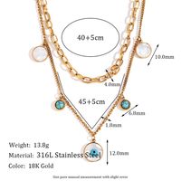 Basic Simple Style Classic Style Devil's Eye Stainless Steel Plating Inlay Turquoise 18k Gold Plated Double Layer Necklaces main image 5