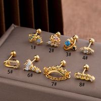 1 Piece Ear Cartilage Rings & Studs Sweet Geometric Umbrella 316 Stainless Steel  Copper Plating Inlay Zircon main image 4