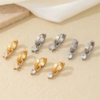 1 Pair Hip-hop Vintage Style Simple Style Star Plating Inlay Stainless Steel Copper Zircon Gold Plated Silver Plated Ear Clip main image 1