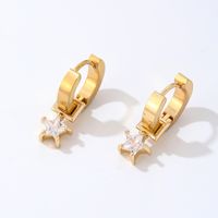 1 Pair Hip-hop Vintage Style Simple Style Star Plating Inlay Stainless Steel Copper Zircon Gold Plated Silver Plated Ear Clip main image 5