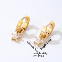 1 Pair Hip-hop Vintage Style Simple Style Star Plating Inlay Stainless Steel Copper Zircon Gold Plated Silver Plated Ear Clip sku image 3