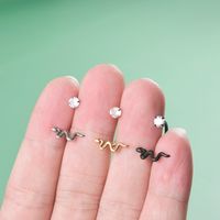 Lady Insect Stainless Steel Plating Inlay Zircon Lip Stud Ear Studs main image 5