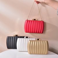 White Red Black Pu Leather Solid Color Square Evening Bags main image 1