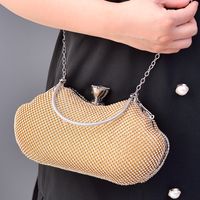 Black Gold Silver Pu Leather Solid Color Square Evening Bags main image 2