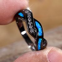 Simple Style Round Copper Inlay Artificial Gemstones Rings sku image 2