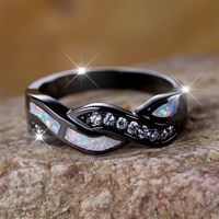 Simple Style Round Copper Inlay Artificial Gemstones Rings sku image 15