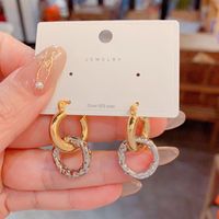 1 Pair Vintage Style Circle Color Block Plating Copper Gold Plated Drop Earrings main image 1