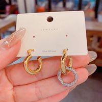1 Pair Vintage Style Circle Color Block Plating Copper Gold Plated Drop Earrings main image 2