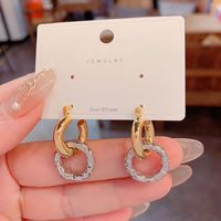 1 Pair Vintage Style Circle Color Block Plating Copper Gold Plated Drop Earrings sku image 1