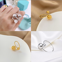Simple Style Ball Stainless Steel Open Rings main image 1