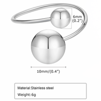 Simple Style Ball Stainless Steel Open Rings main image 4