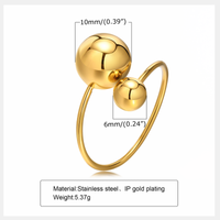 Simple Style Ball Stainless Steel Open Rings main image 9