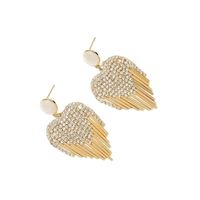 1 Pair Shiny Tassel Heart Shape Plating Inlay Copper Opal Zircon Drop Earrings main image 2