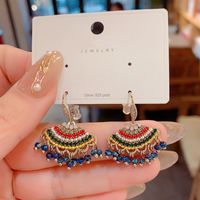 1 Pair Vintage Style Bohemian Sector Plating Inlay Copper Zircon Gold Plated Drop Earrings main image 4