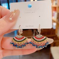 1 Pair Vintage Style Bohemian Sector Plating Inlay Copper Zircon Gold Plated Drop Earrings sku image 1