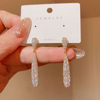 1 Pair Simple Style Water Droplets Plating Inlay Copper Rhinestones Gold Plated Drop Earrings main image 4