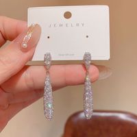 1 Pair Simple Style Water Droplets Plating Inlay Copper Rhinestones Gold Plated Drop Earrings main image 2