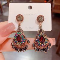 1 Pair Vintage Style Water Droplets Tassel Plating Inlay Copper Zircon Gold Plated Drop Earrings main image 1