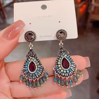 1 Pair Vintage Style Water Droplets Tassel Plating Inlay Copper Zircon Gold Plated Drop Earrings main image 4