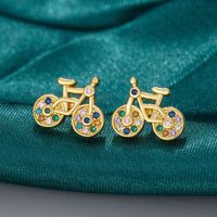 1 Pair Lady Streetwear Geometric Inlay Copper Zircon Ear Studs main image 5