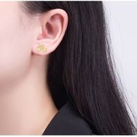 1 Pair Lady Streetwear Geometric Inlay Copper Zircon Ear Studs main image 4