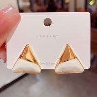1 Pair Vintage Style Triangle Color Block Plating Resin Copper 14k Gold Plated Ear Studs main image 2