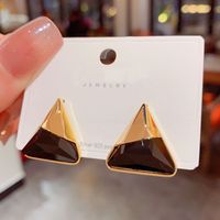 1 Pair Vintage Style Triangle Color Block Plating Resin Copper 14k Gold Plated Ear Studs main image 5