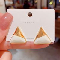 1 Pair Vintage Style Triangle Color Block Plating Resin Copper 14k Gold Plated Ear Studs main image 4