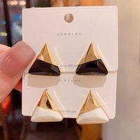 1 Pair Vintage Style Triangle Color Block Plating Resin Copper 14k Gold Plated Ear Studs main image 1