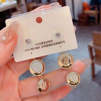 1 Pair Vintage Style Circle Color Block Plating Copper Gold Plated Drop Earrings main image 3