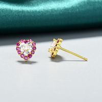 1 Paire De Base Forme De Cœur Incruster Le Cuivre Zircon Boucles D'oreilles main image 3