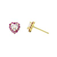 1 Pair Basic Heart Shape Inlay Copper Zircon Ear Studs main image 2