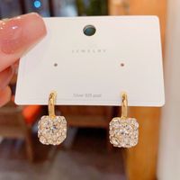 1 Pair Vintage Style Geometric Square Plating Inlay Copper Zircon Gold Plated Drop Earrings main image 5