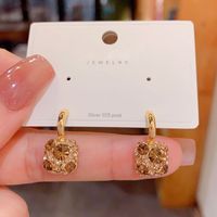 1 Pair Vintage Style Geometric Square Plating Inlay Copper Zircon Gold Plated Drop Earrings main image 4