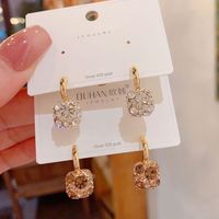 1 Pair Vintage Style Geometric Square Plating Inlay Copper Zircon Gold Plated Drop Earrings main image 1