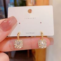 1 Pair Vintage Style Geometric Square Plating Inlay Copper Zircon Gold Plated Drop Earrings main image 2
