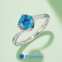 Elegant Classic Style Round Sterling Silver Gra Plating Inlay Moissanite White Gold Plated Rings main image 6