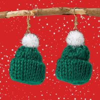 1 Paar Süß Weihnachten Weihnachtsmütze Stoff Ohrringe main image 4