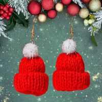 1 Paar Süß Weihnachten Weihnachtsmütze Stoff Ohrringe main image 5