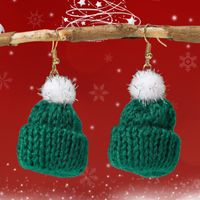 1 Paar Süß Weihnachten Weihnachtsmütze Stoff Ohrringe main image 2