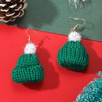 1 Pair Cute Christmas Christmas Hat Fabric Earrings sku image 2