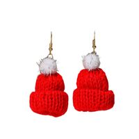 1 Paar Süß Weihnachten Weihnachtsmütze Stoff Ohrringe main image 3