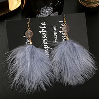 1 Pair Elegant Lady Solid Color Feather Drop Earrings main image 6