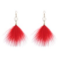 1 Pair Elegant Lady Solid Color Feather Drop Earrings main image 5